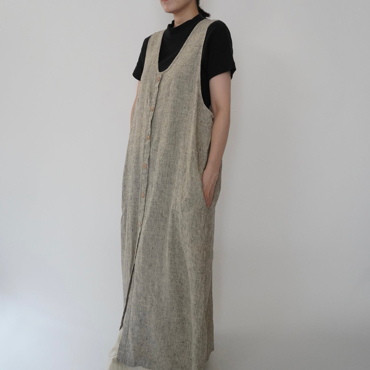 90s FLAX by jeanne engelhart Linen Dress