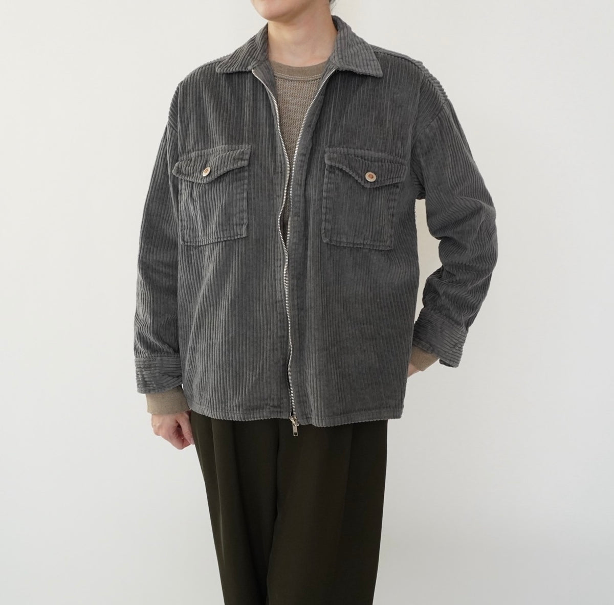 90s Gray Corduroy Light Jacket