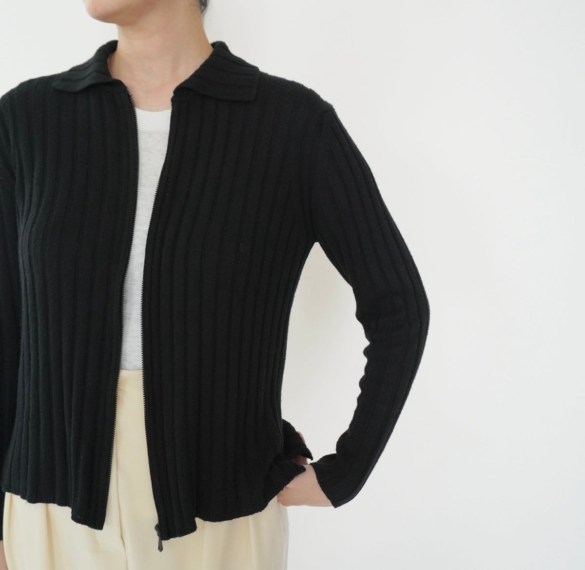 90s Zip Ribbed Top
