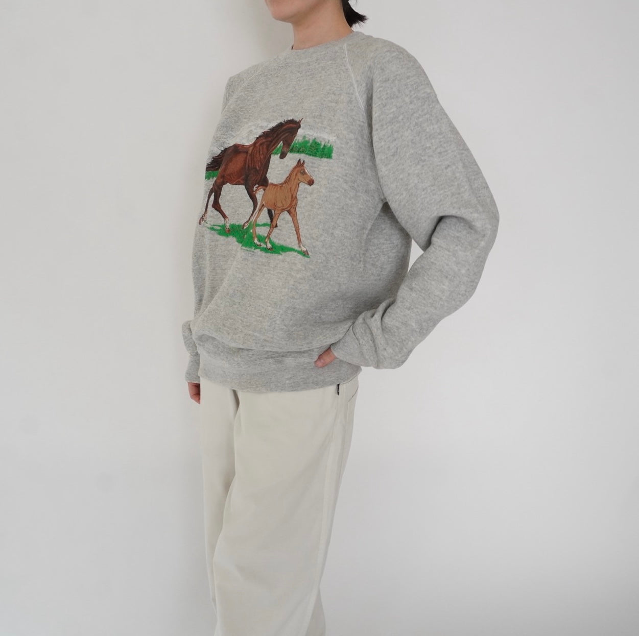 80s Horse Printed Sweater Made in USA