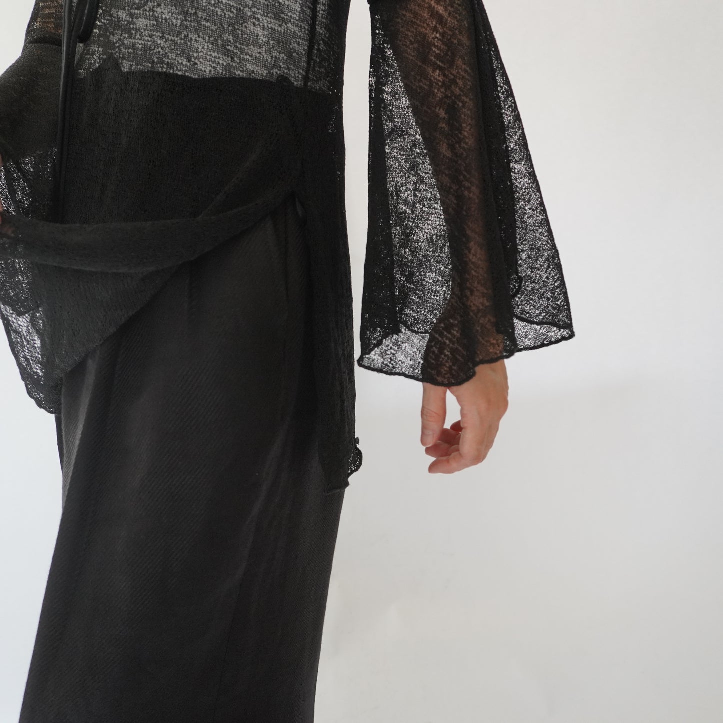 90s Black Sheer Design Top