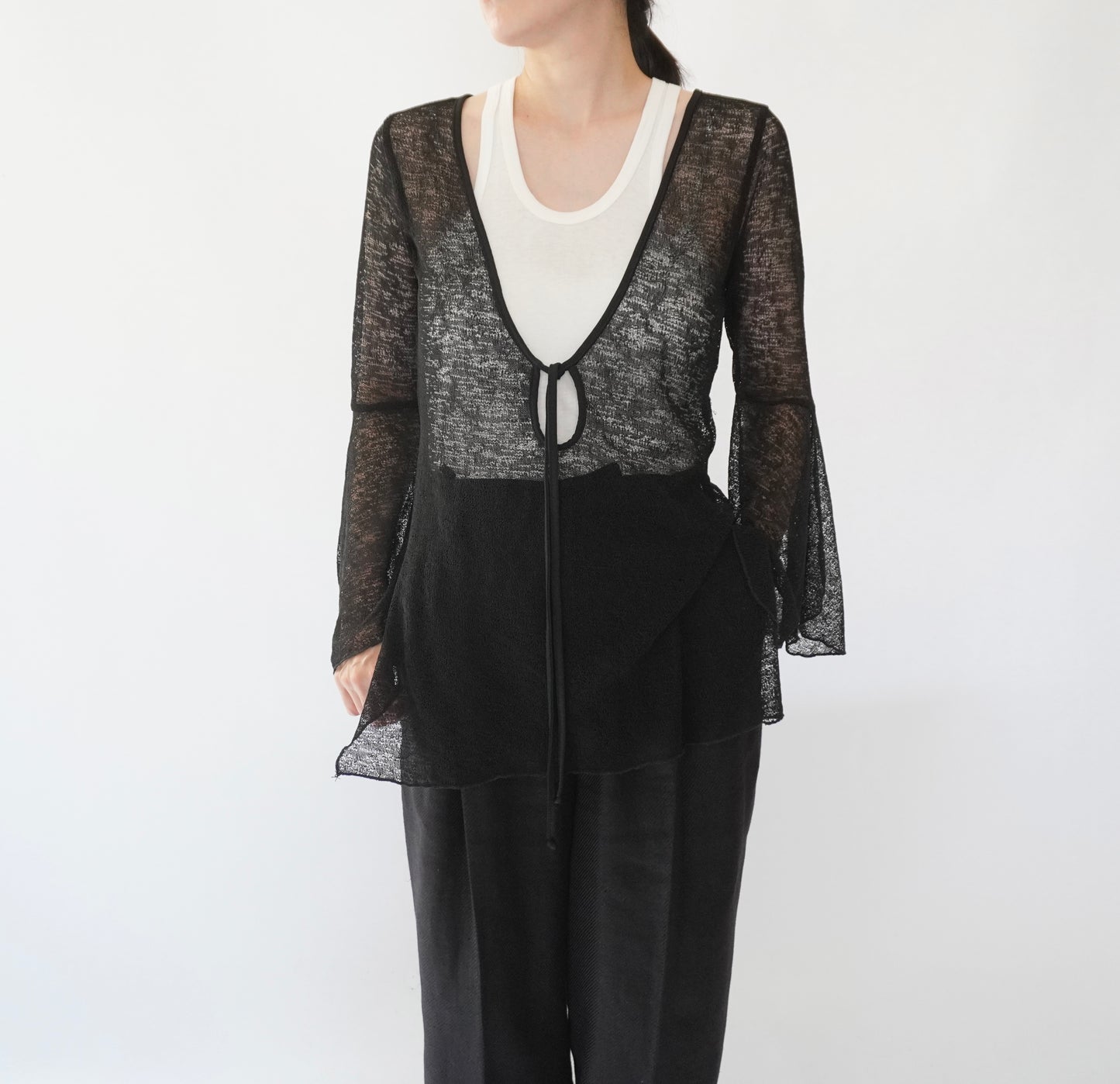 90s Black Sheer Design Top