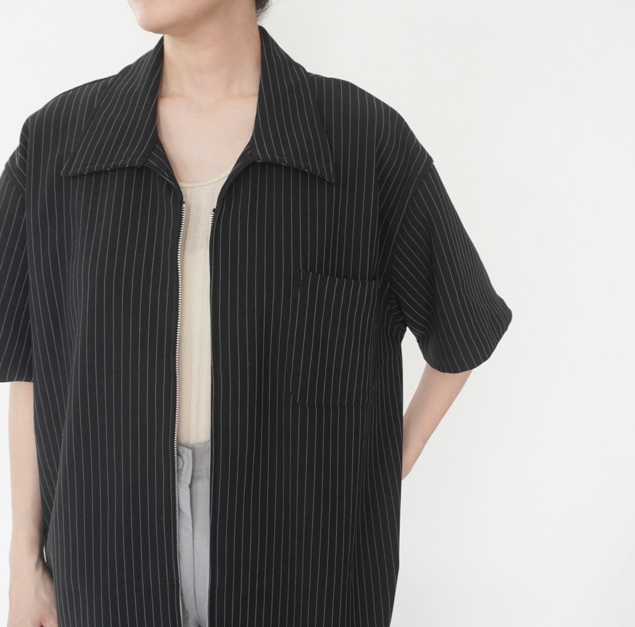 90s Striped Shirt Jacket Made in USA