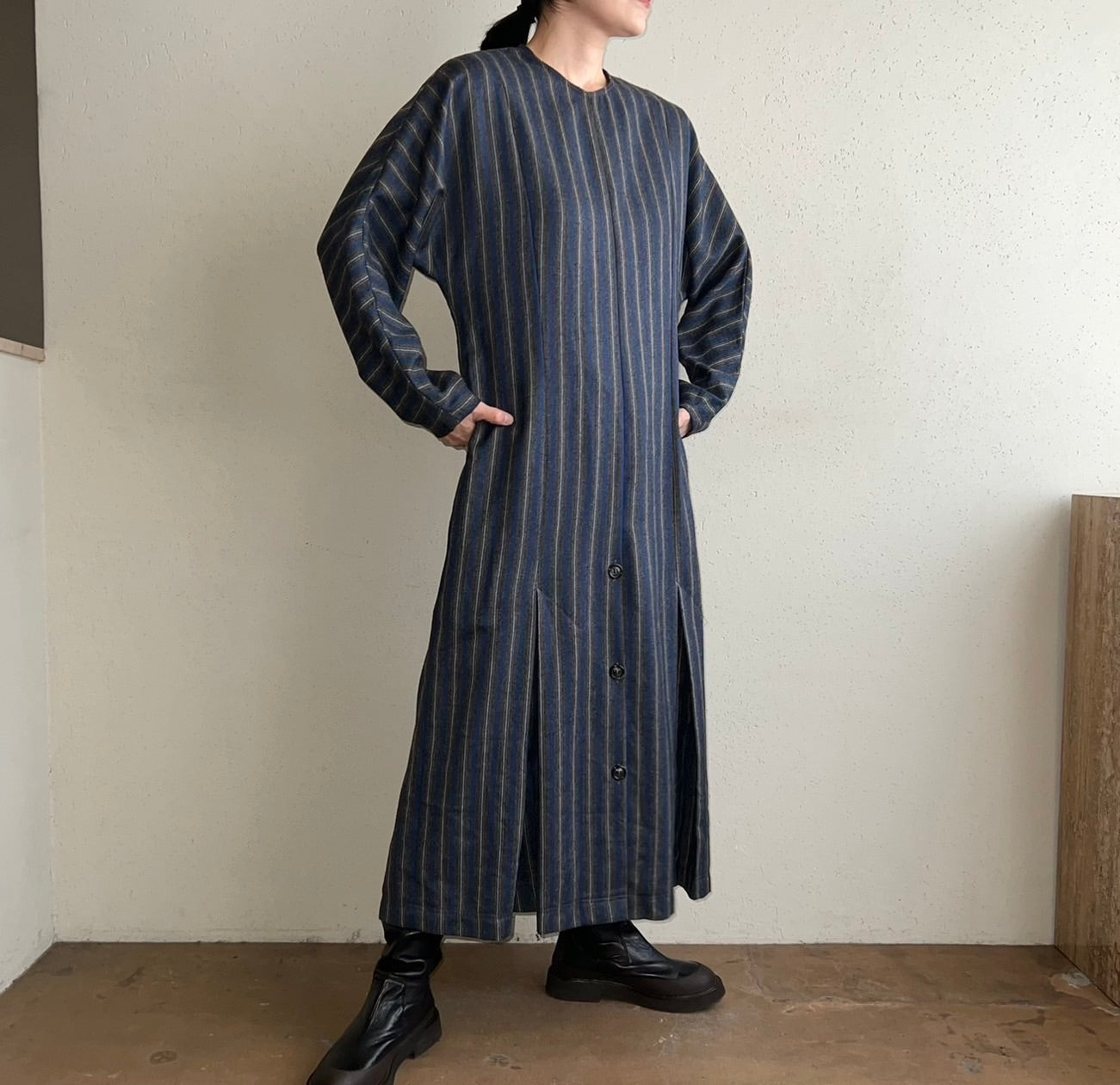 90s  Striped Wool Dress Made in Italy