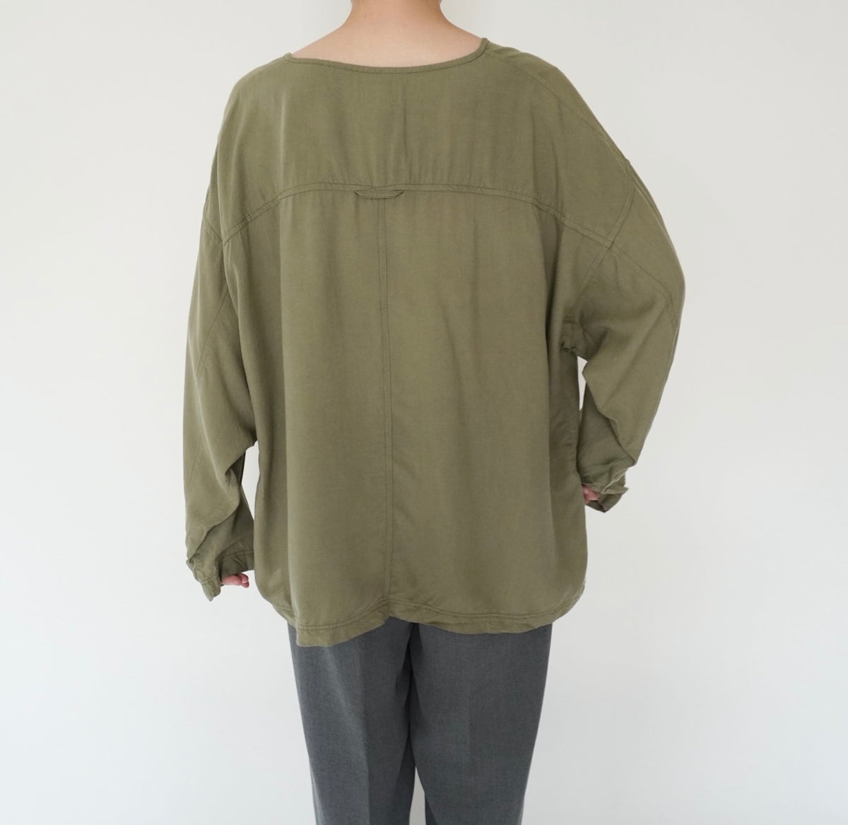 90s Khaki Rayon Blouse