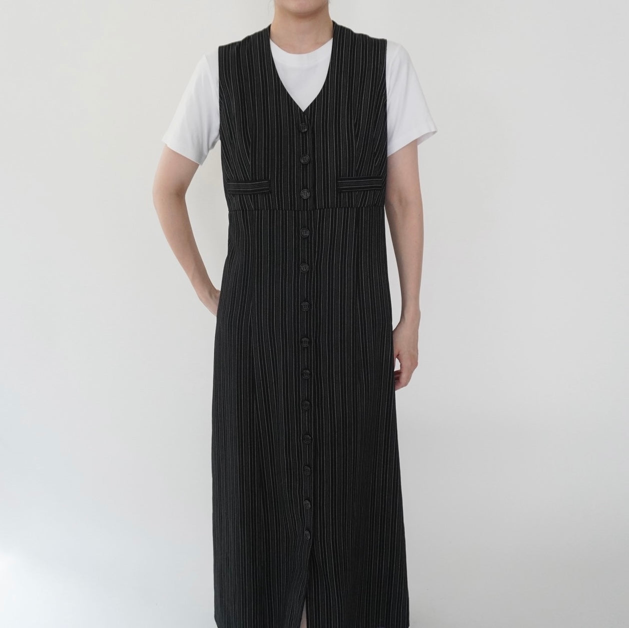 80s Striped Sleeveless Dress Made in USA
