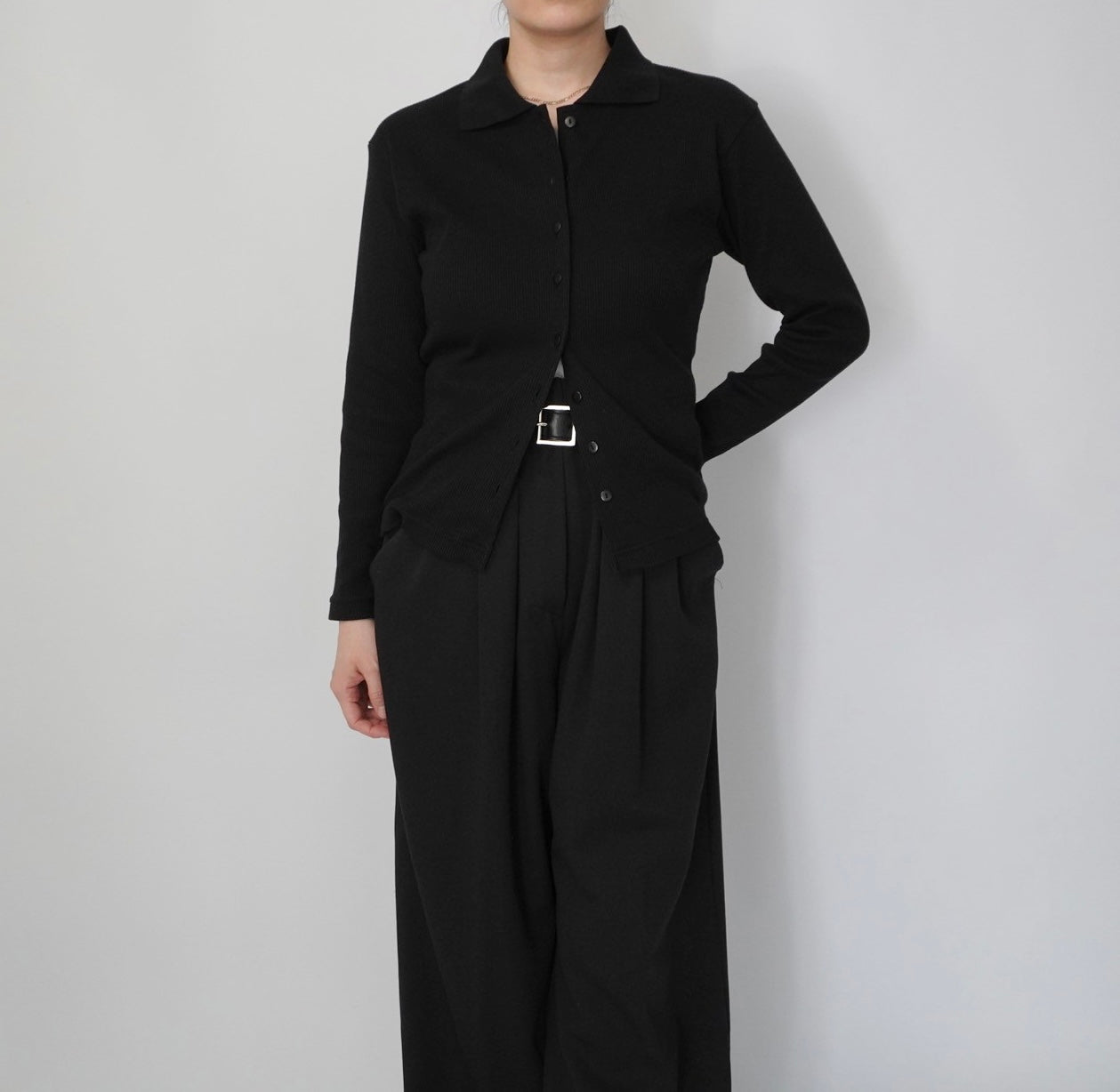 90s Black Ribbed Top