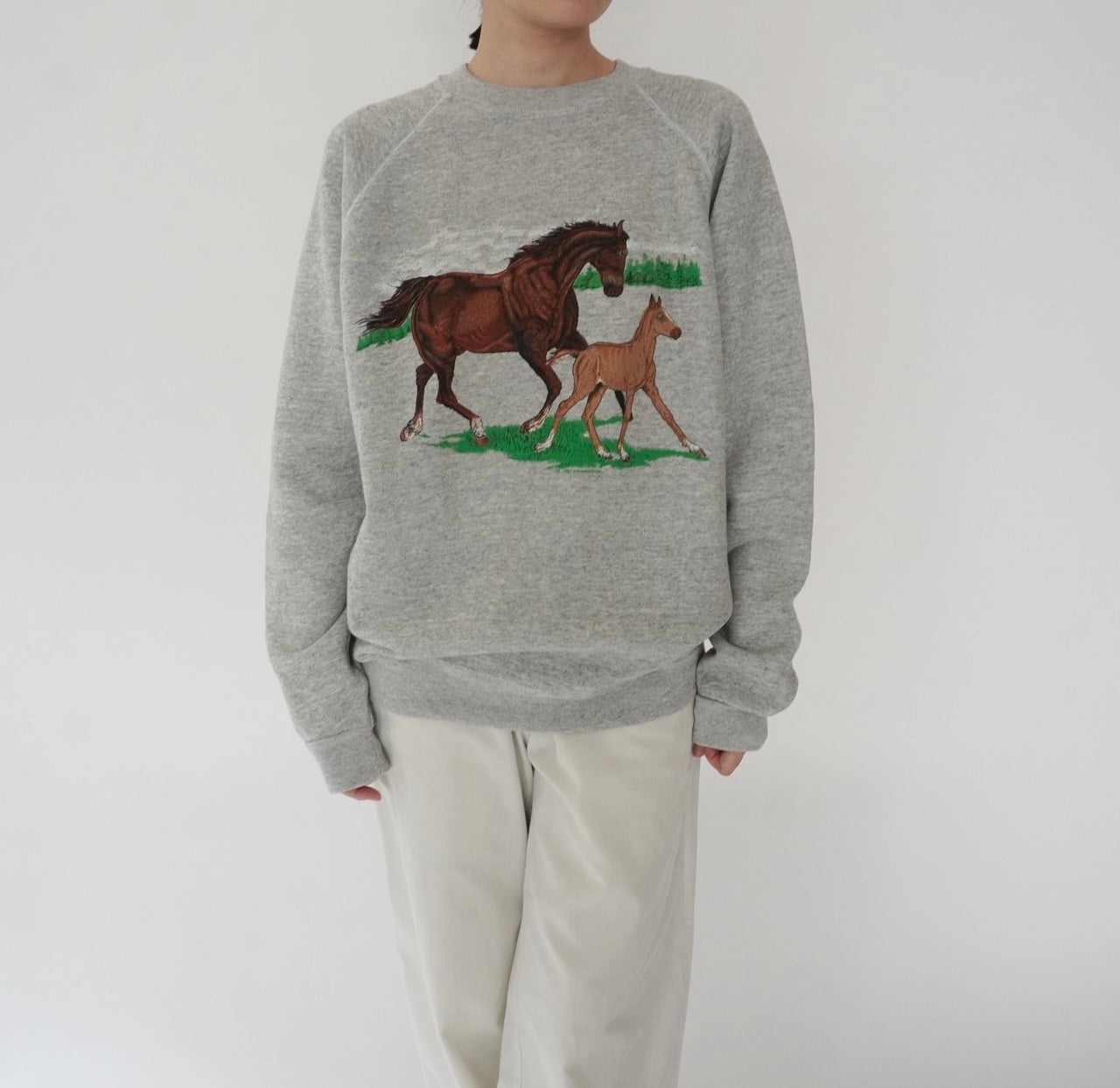 80s Horse Printed Sweater Made in USA