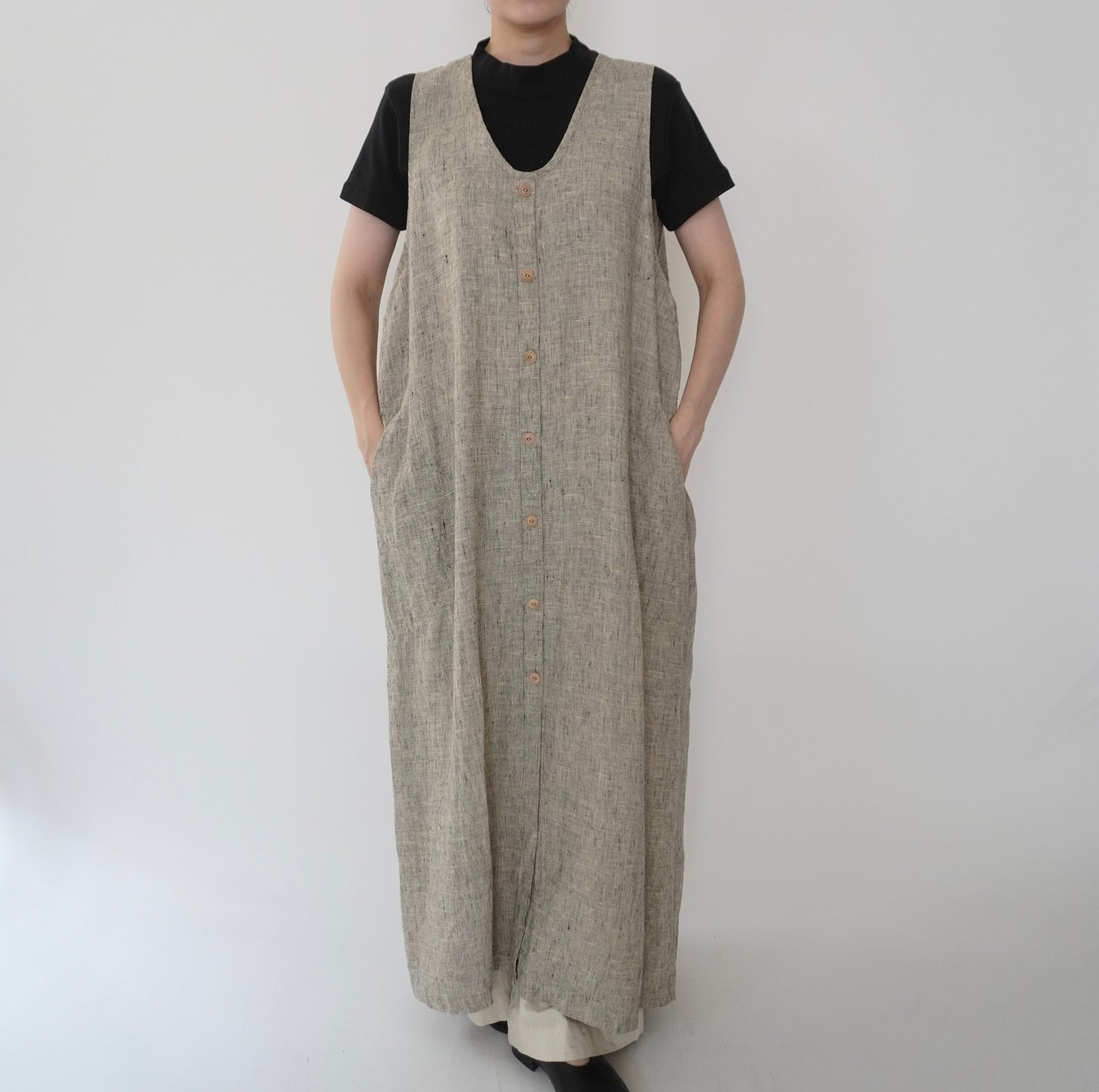 90s FLAX by jeanne engelhart Linen Dress