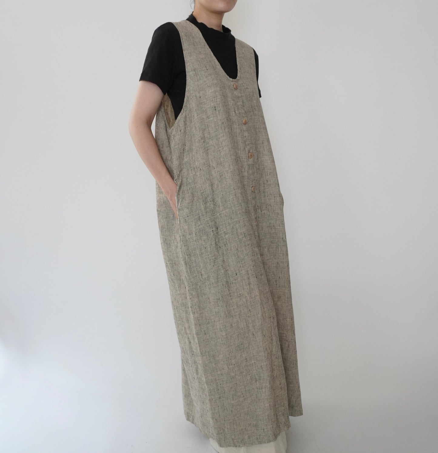 90s FLAX by jeanne engelhart Linen Dress