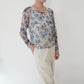 90s Floral Print Sheer Top