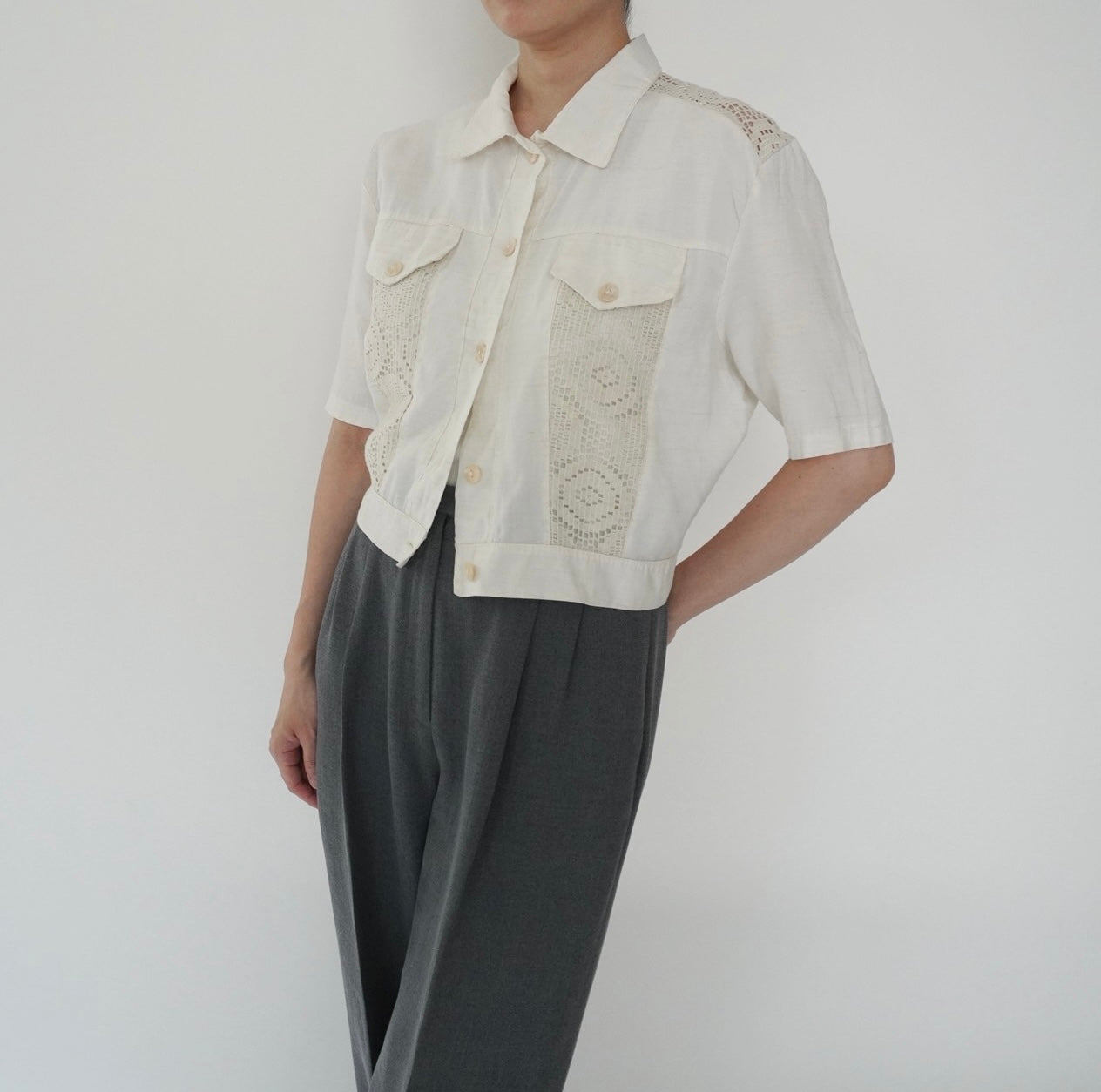 80s EURO Crochet Design Shirt