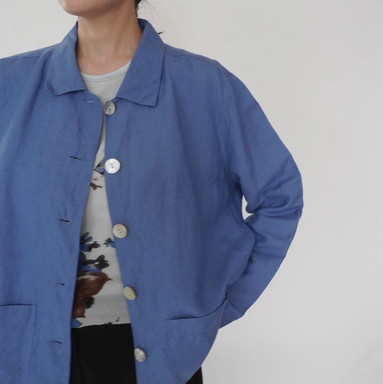 90s Linen Shirt Jacket
