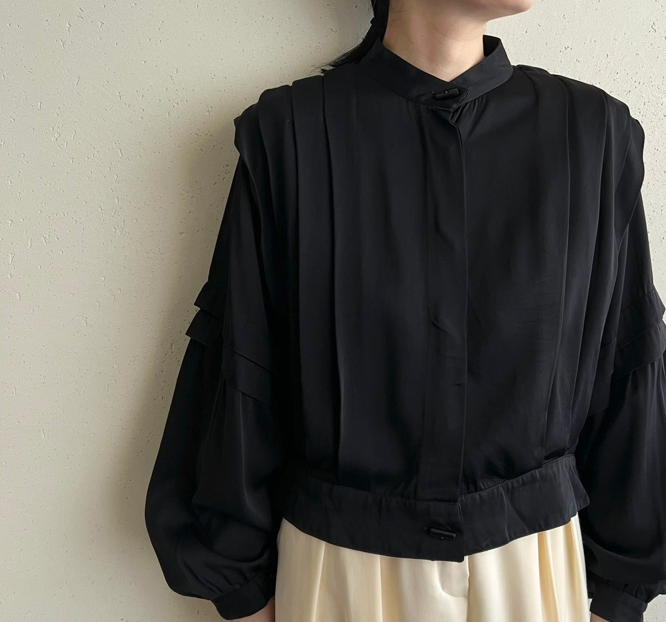 80s EURO Pleated Jacket Blouse