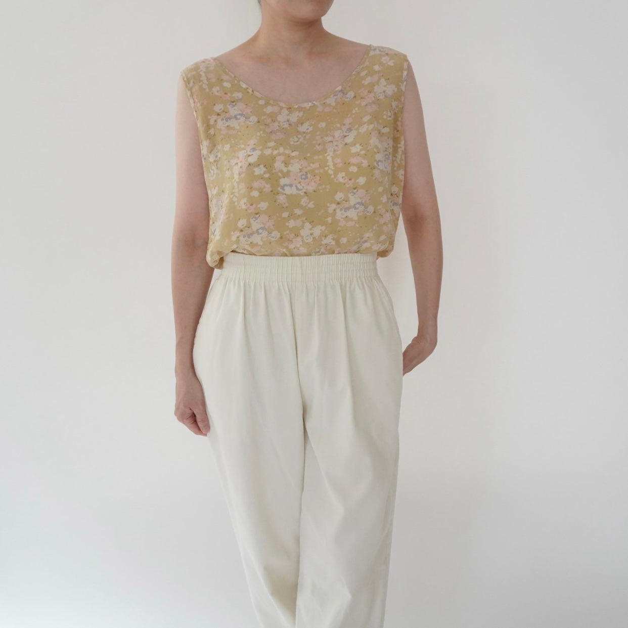90s Floral Print Silk Top