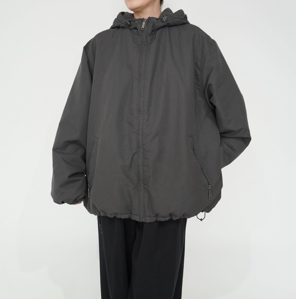 C.Gray Hooded Jacket