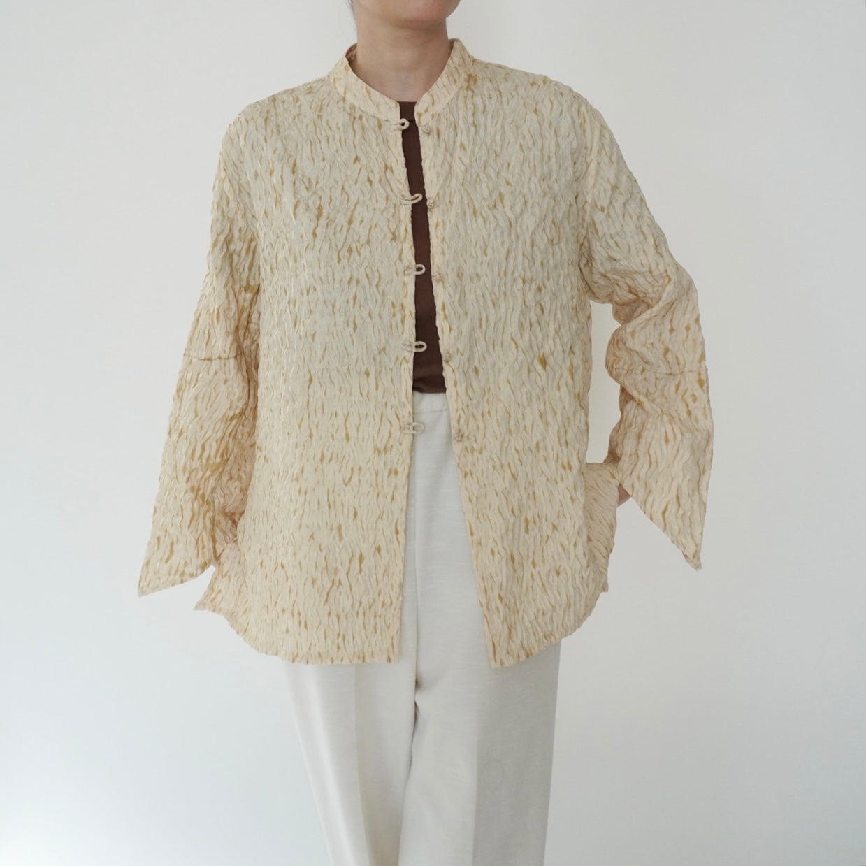 90s Pleated Silk Blouse