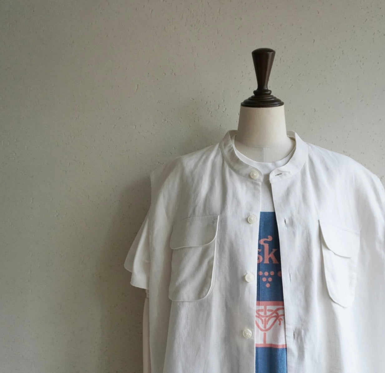 90s Linen Boxy Top,Vest