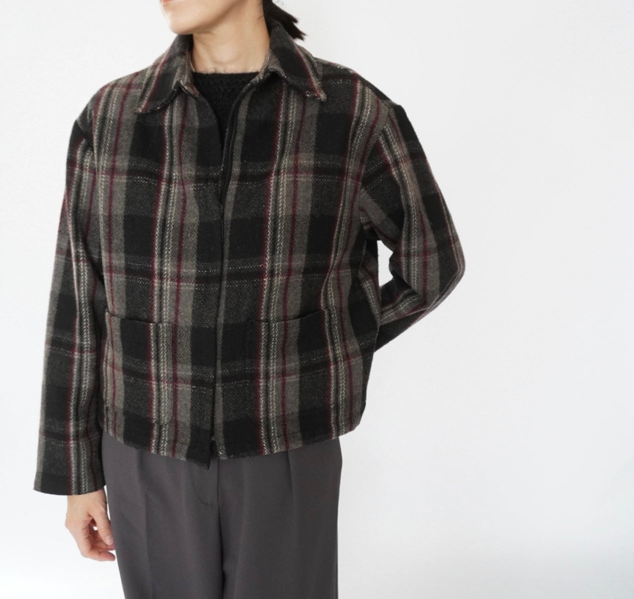 90s Wool Plaid Jacket