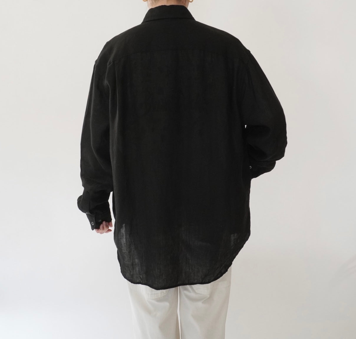 90s Black Linen Shirt