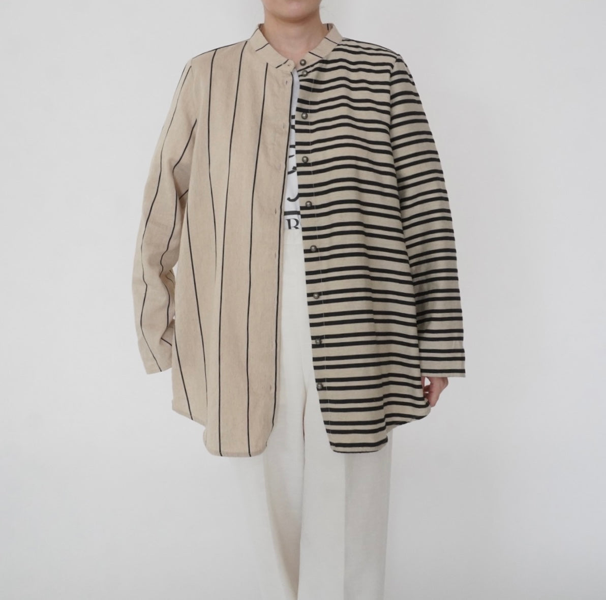 Beige Striped Design Shirt Made in Italy