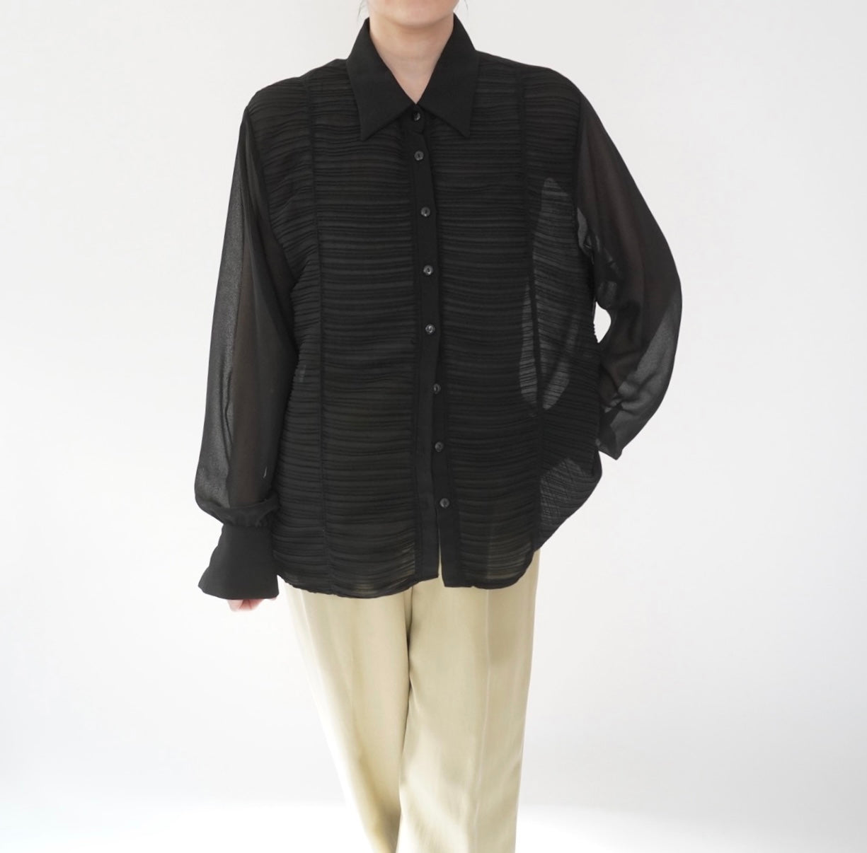 90s Sheer Pleats  Shirt