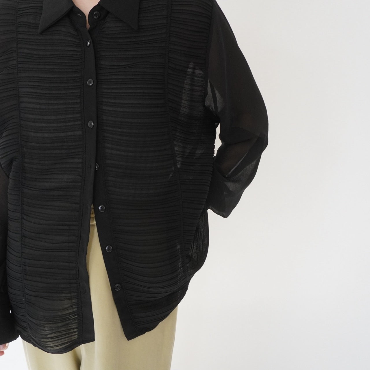 90s Sheer Pleats  Shirt