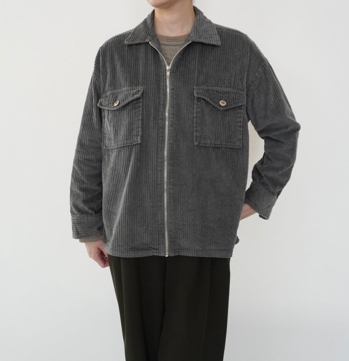 90s Gray Corduroy Light Jacket