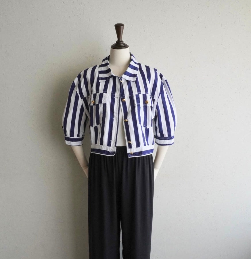 90s Cotton Striped Shirt,Jacket Made in Italy