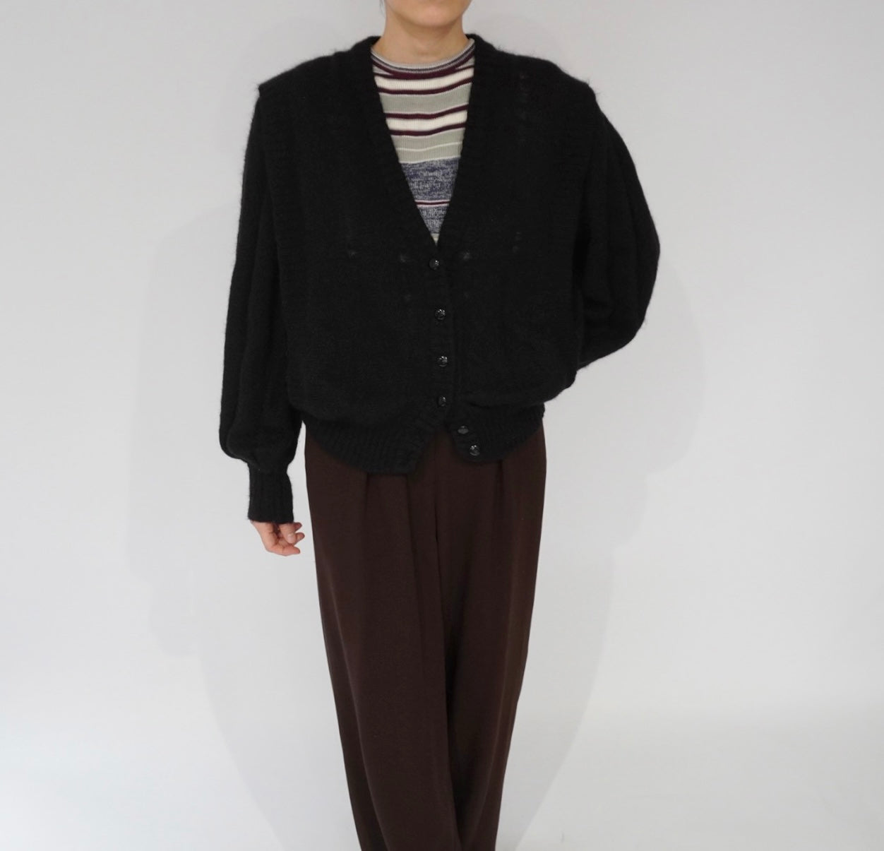 90s Balloon Sleeves Mohair Knit Cardigan Made in Italy