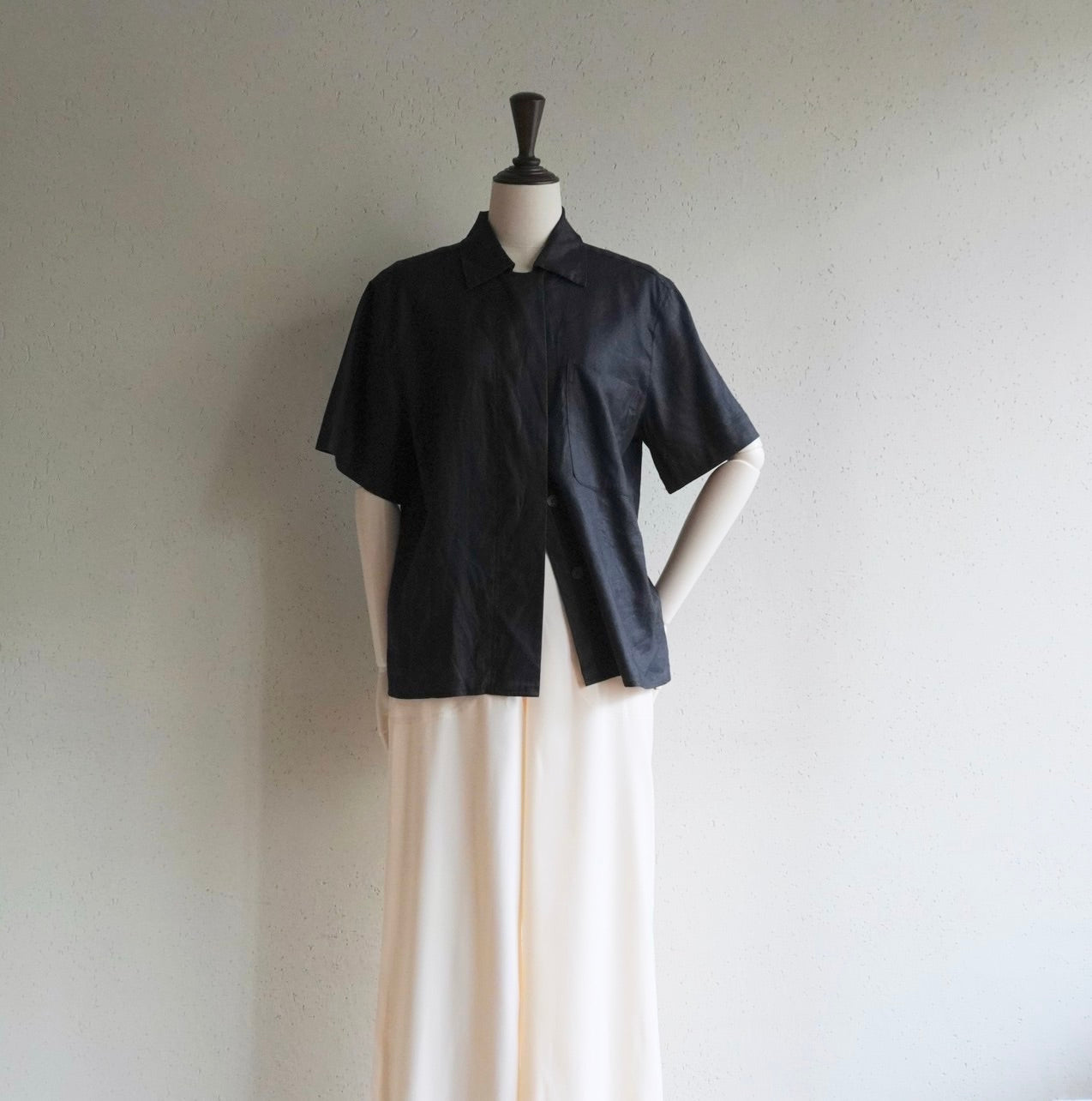 90s Black Linen Shirt