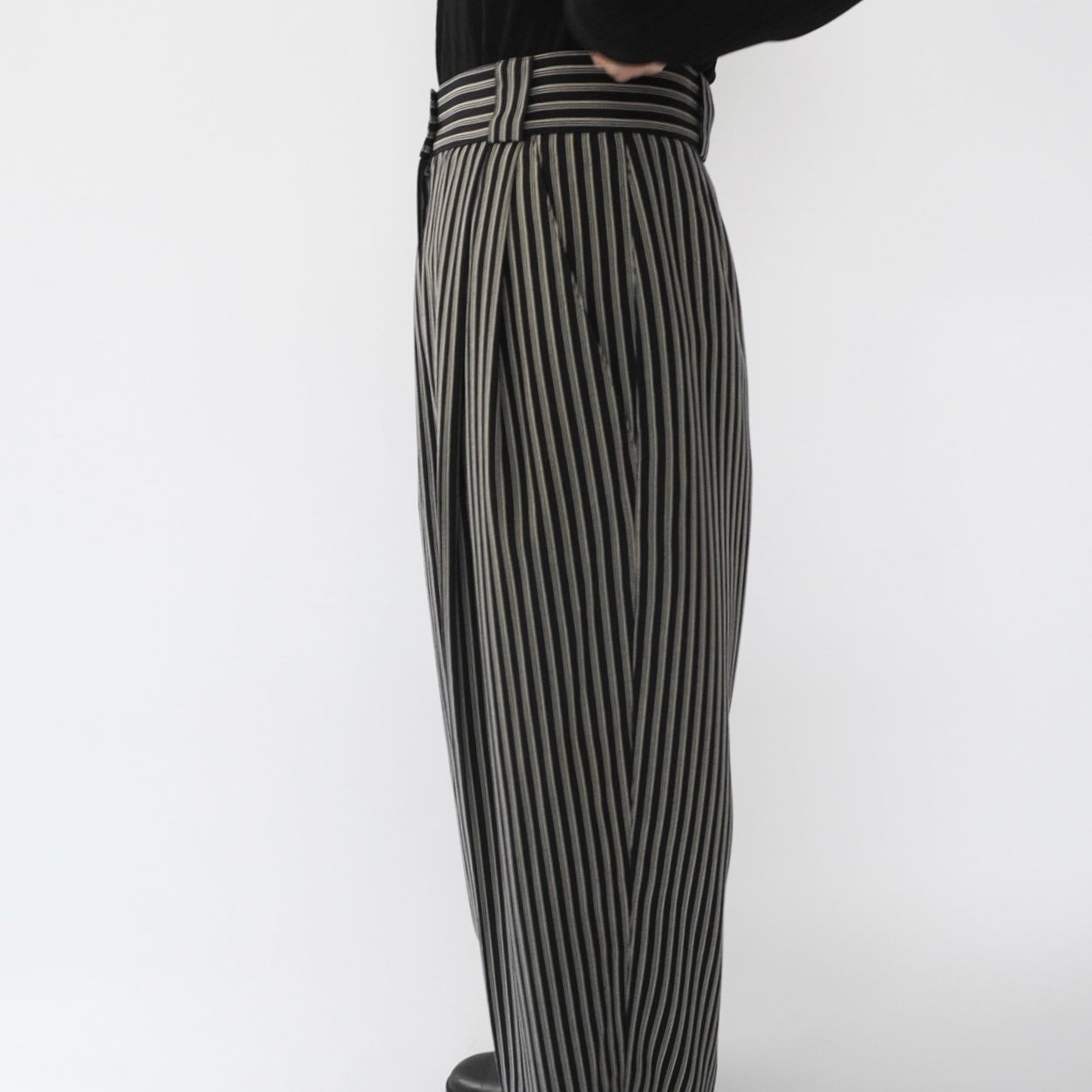 80s Black White Striped  Pants Made in Italy