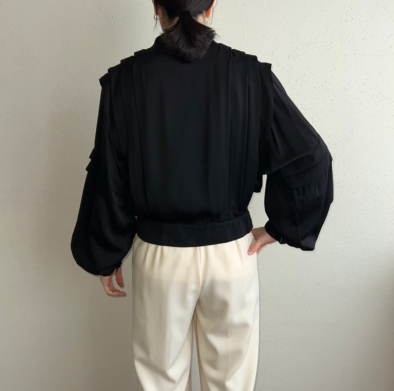 80s EURO Pleated Jacket Blouse