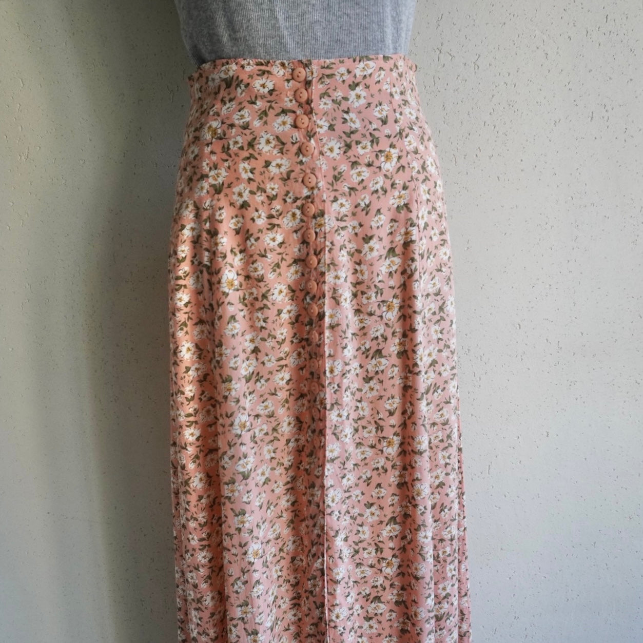 80s Floral Print Maxi Skirt Made in USA