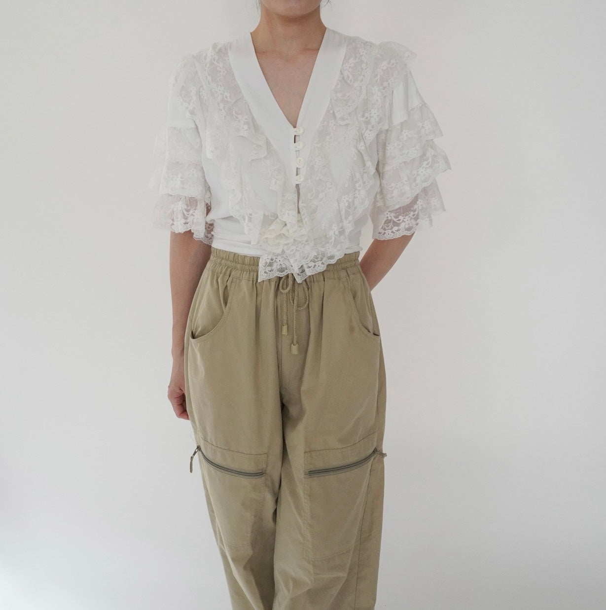 80s Lace Design Blouse