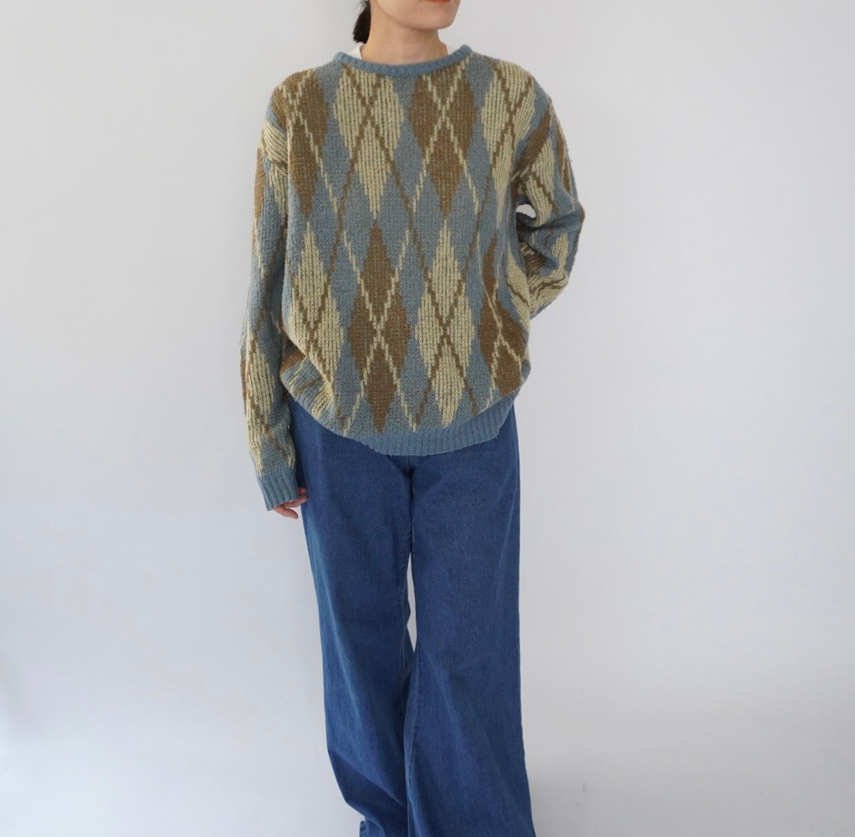 80s Argyle Mohair Knit Made in Italy