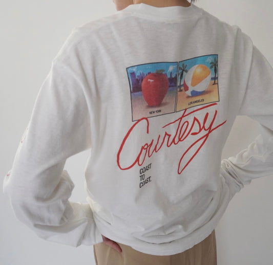 80s Printed Long Sleeves T-shirt Made in USA