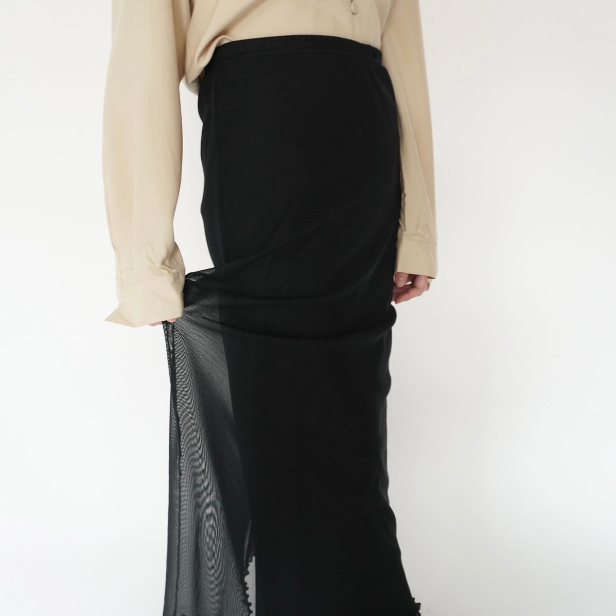 90s Black Sheer Skirt