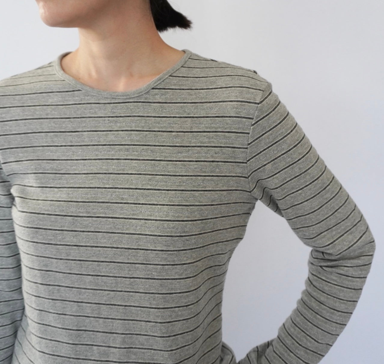 90s Gray Striped Top