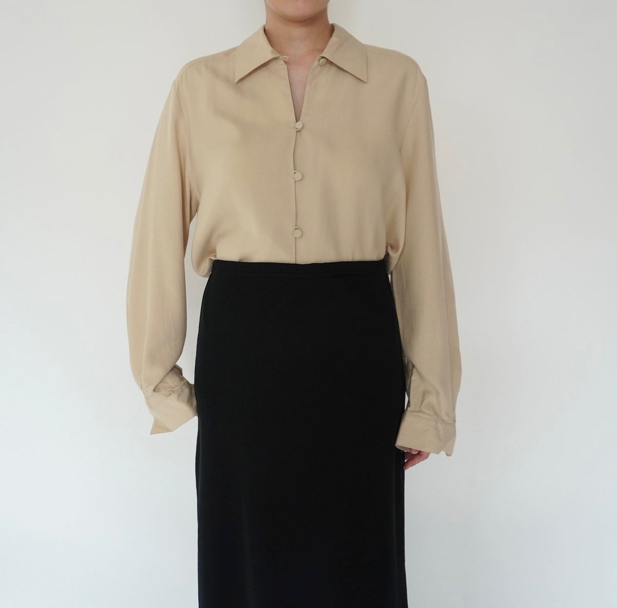 90s Beige Silk Shirt