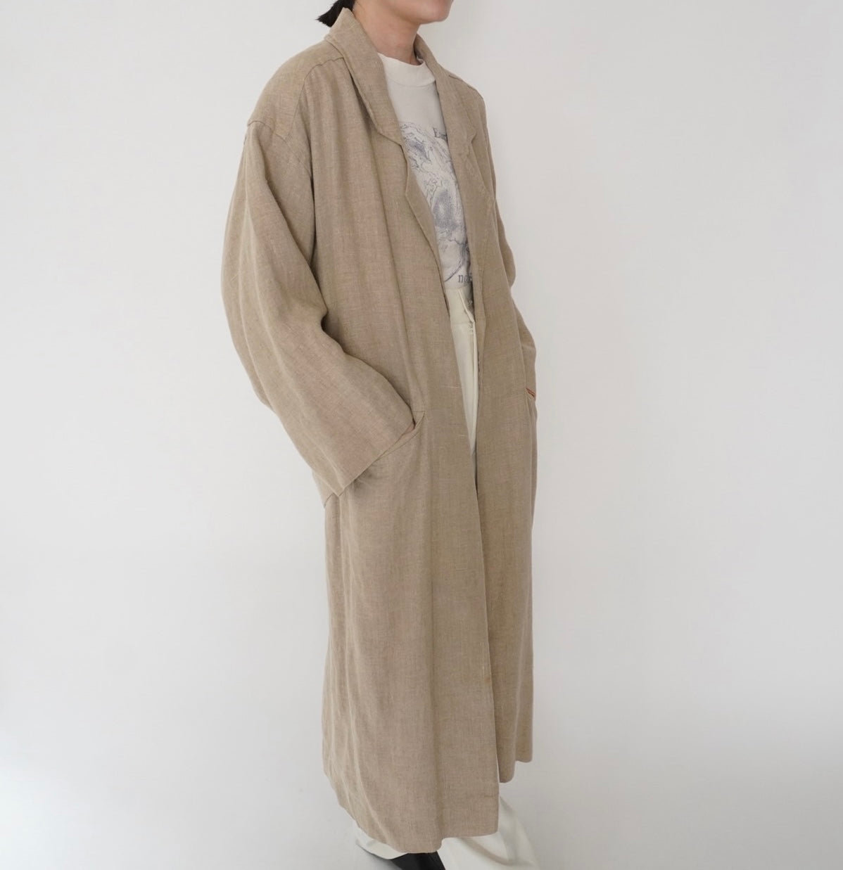 80s Linen Design Coat Made in USA