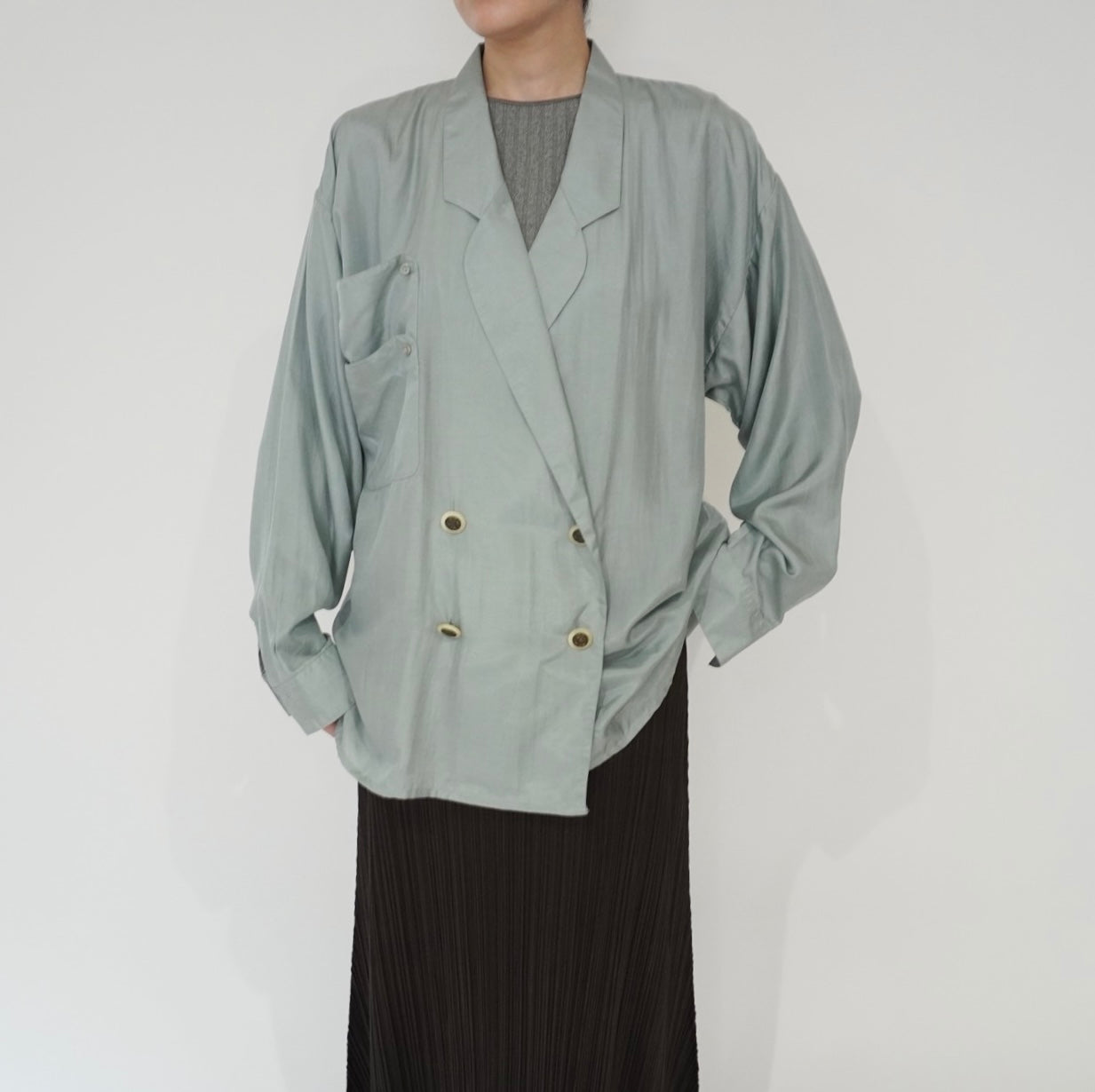 80s EURO Silk Pullover Shirt Jacket