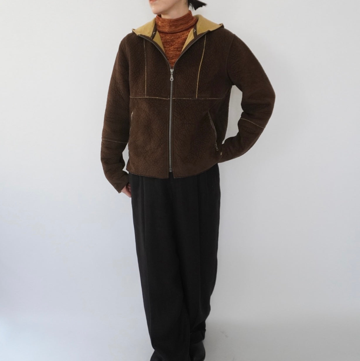 90s Faux Shearling Zipped Jacket