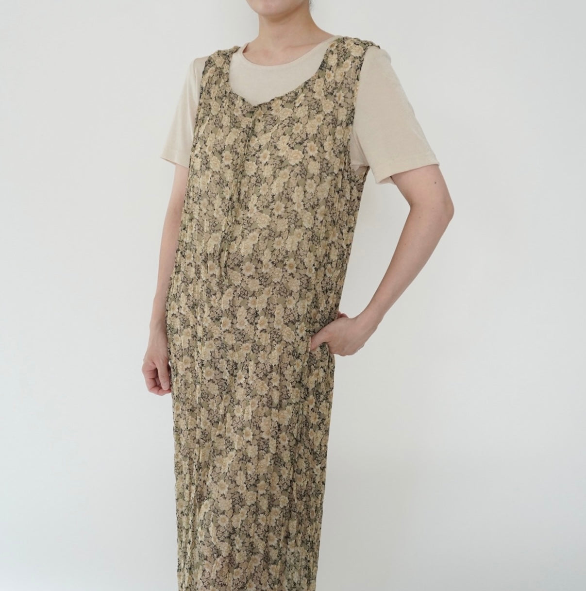 90s Floral Print Sheer Dress