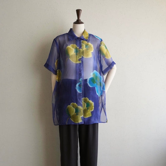 90s Printed Sheer Shirt Made in USA