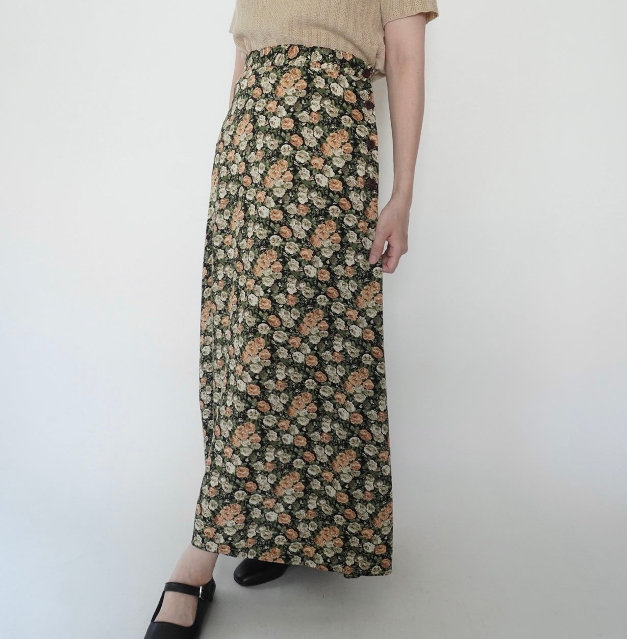 80s Floral Print Skirt Made in USA