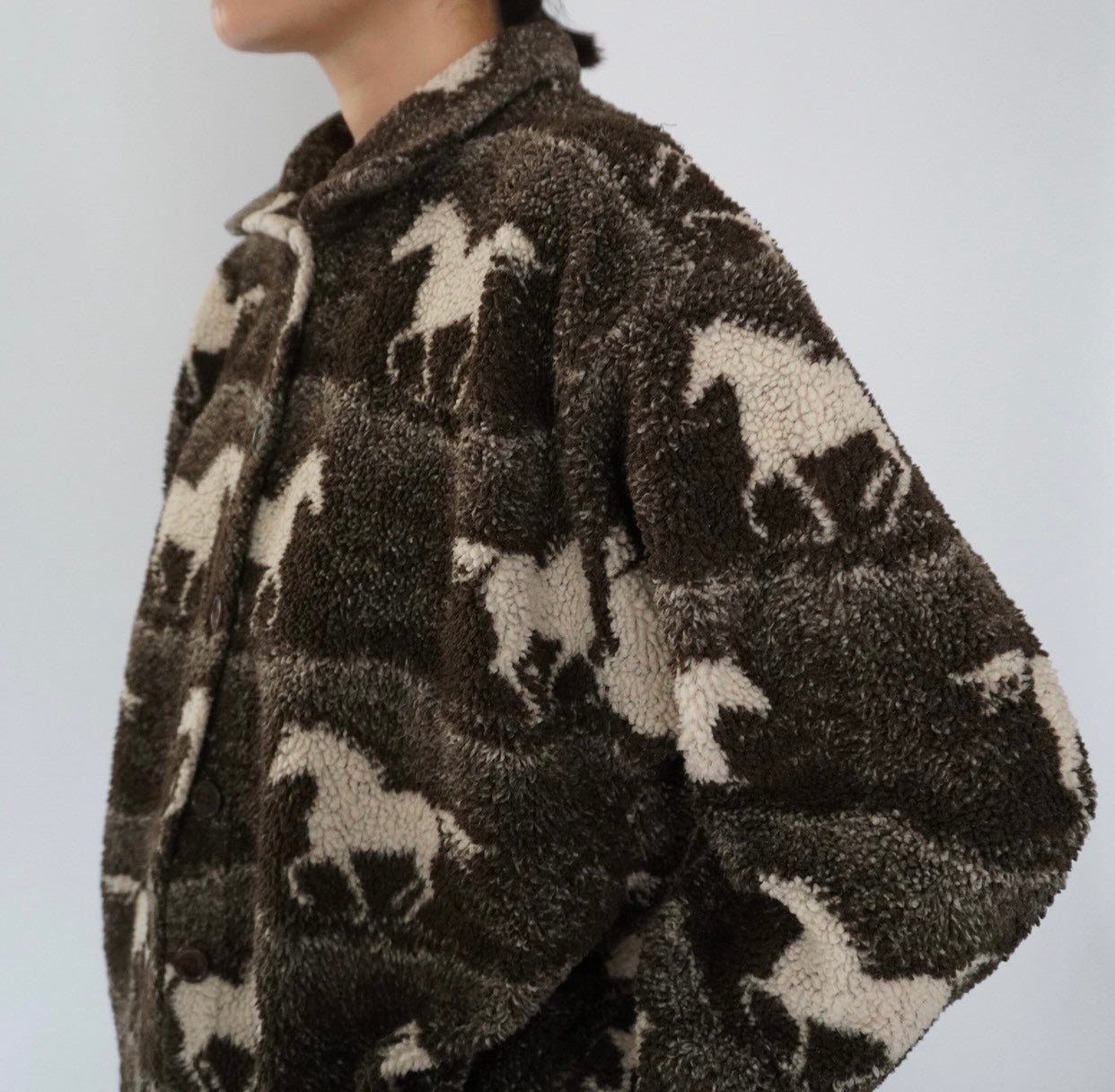 90s Horse Pattern Fleece Jacket