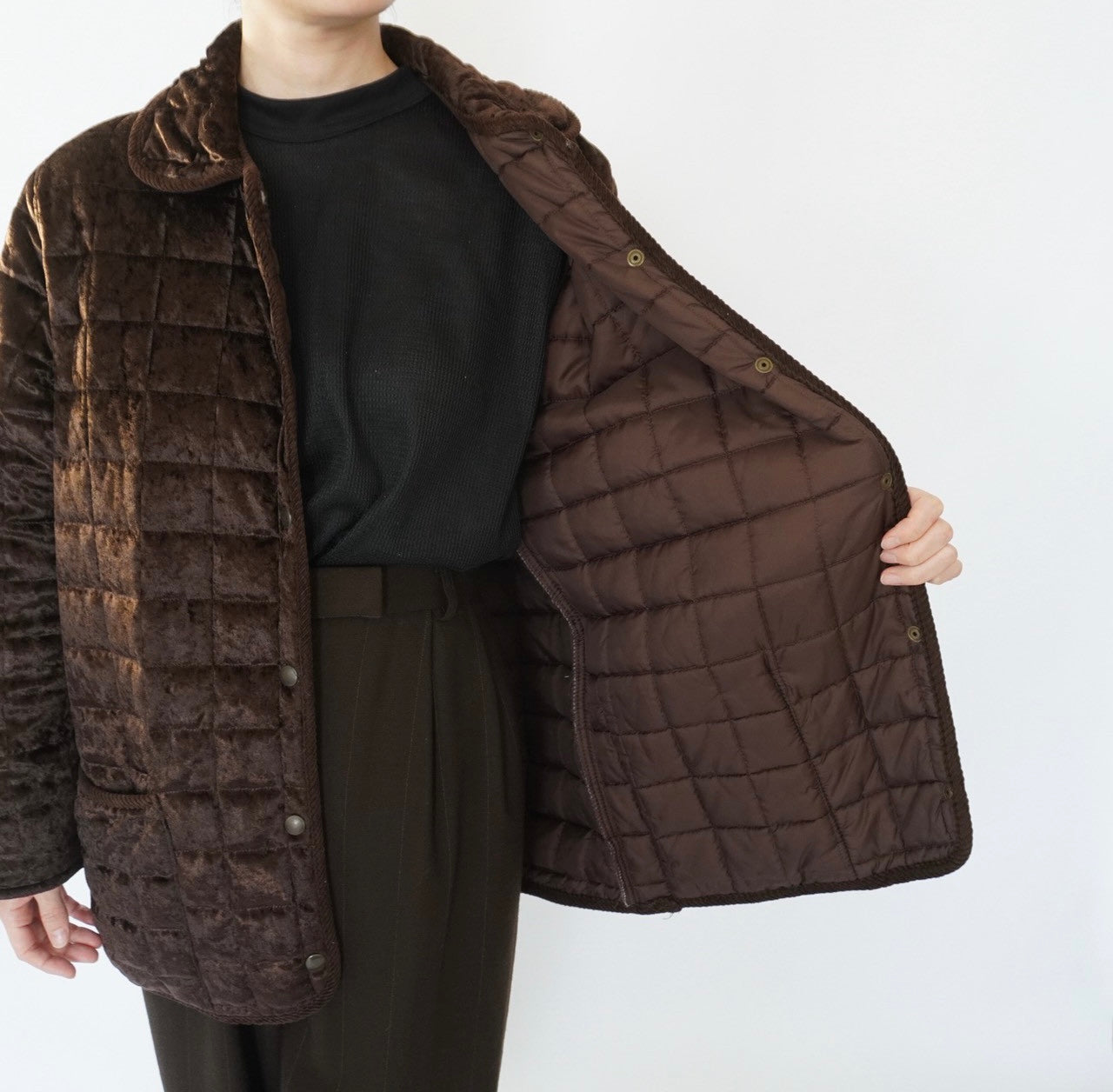 90s Velour Quilted Jacket Made in Italy