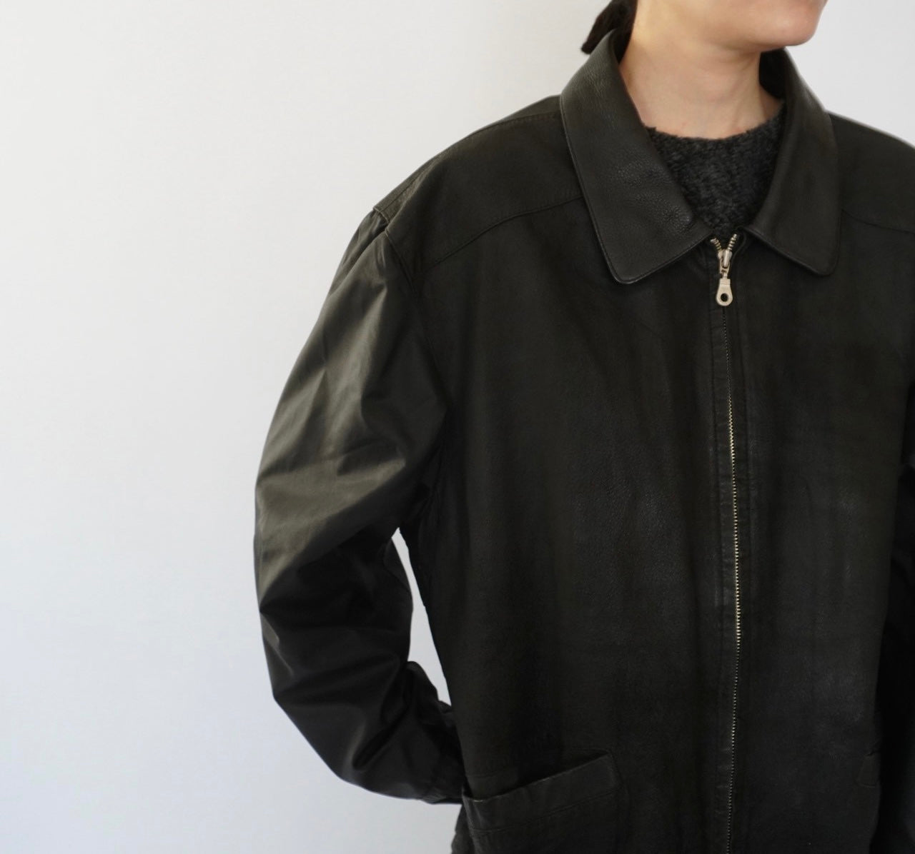90s Leather × Nylon Jacket