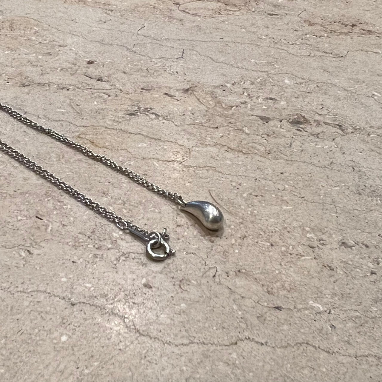 ”Tiffany & Co.” Silver Teardrop Necklace